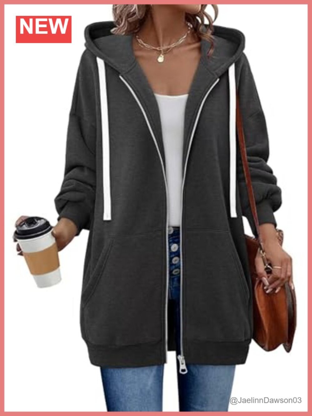 Women's Zip Up Hoodie Fleece Sweatshirt Oversized Drawstring Pockets